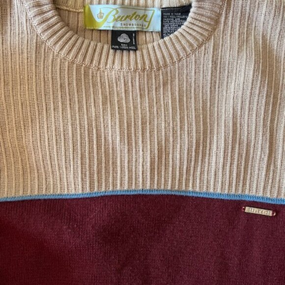 VIINTAGE Burton Snowboards Sweater 100% Pure Virgin Wool Pullover Men’s Size S - Picture 3 of 8